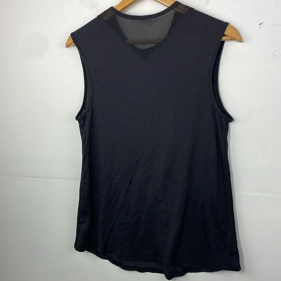 Lululemon Lab Edge Tee Sleeveless Tank Top Black Knit Mesh "V" Insert size Small - Picture 4 of 14